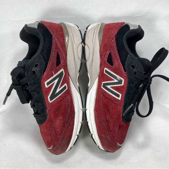 New Balance 990v4 Sneakers Kids Shoes Red Suede Athletic Running Shoes - Picture 7 of 10
